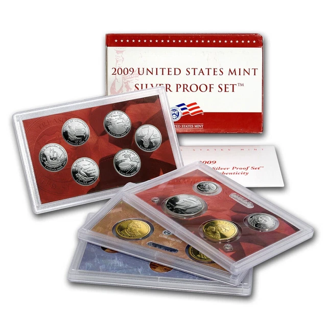 2009 "S" U.S. Mint PROOF SILVER Set (18 Coin) Box & COA-Deep Cameo Coins