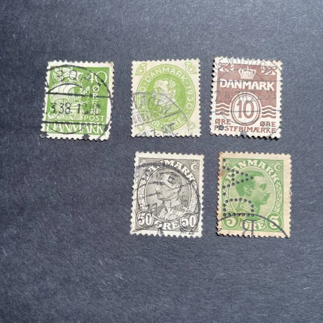 Denmark Stamp Lot of 5 Postage Danmark 30's Vintage Old Collection