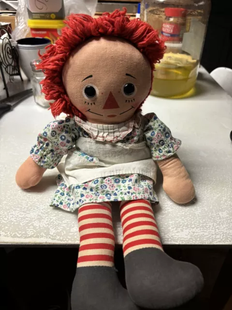 Vintage 15” Raggedy Ann Doll In Original Outfit Knickerbocker