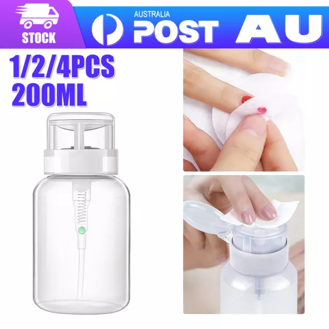 4X Push Down Empty Pump Dispenser For Nail Polish Remover Clear Bottle Plastic