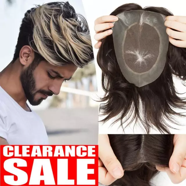 French Lace Mens Toupee Hairpiece Human Remy Hair System Replacement Wig US Ship