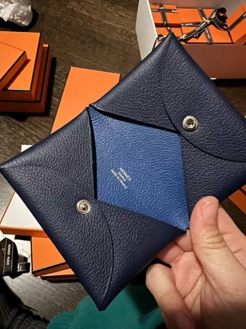 Brand new hermes calvi card holder evercolor blue two colors  U.S FREE SHIPPING 