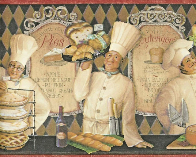 VINTAGE BREAD & Pie Baker Wallpaper Border 15 feet length "FREE