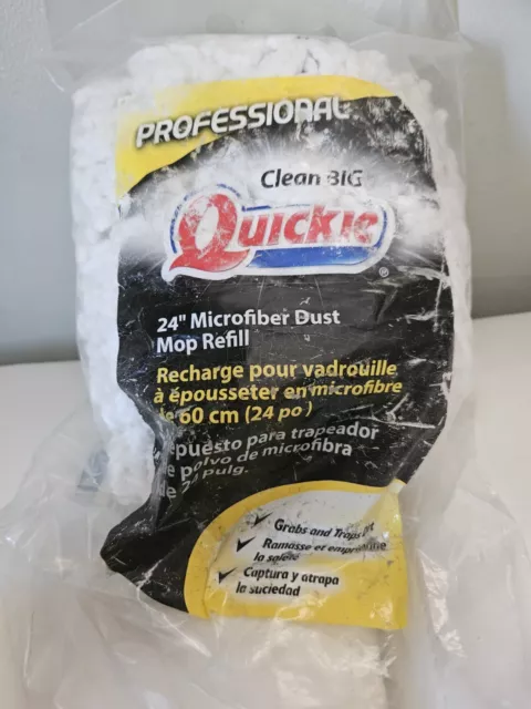 1 New Quickie Professional White 24" Microfiber Dust Mop Refill