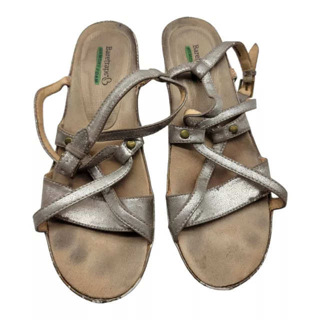 Baretraps Shoes Womens Size 8M Lotti Wedge Sandals Metallic Beach Strappy 3