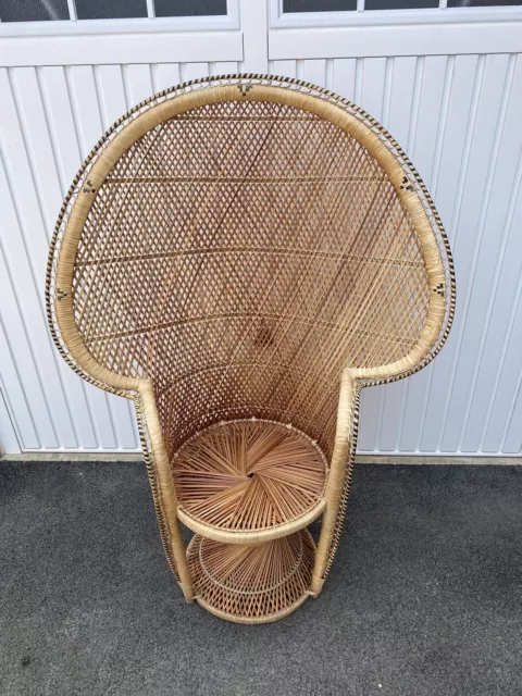 1970s Italian Wicker Peacock Chair Vintage Retro Immaculate Condition.