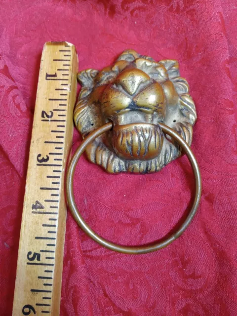 Vintage Brass Lion Centre Door Pull Knob Handle Victorian Age Beauty