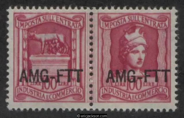 Trieste Industry & Commerce Revenue Stamp, FTT IC65 se-tenant pair, mint, VF