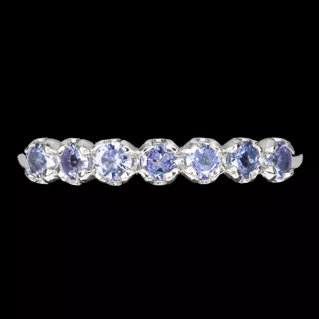 Non Chauffé Rond Tanzanite Bleue 2.5mm or Blanc Plaque 925 Bague en Argent 8