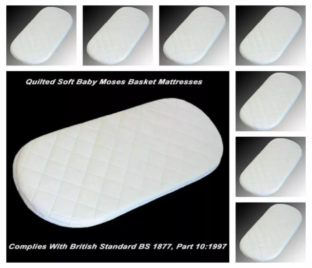 Baby Pram Moses Basket Mattress Waterproof Made in England  Top Quality 74 x 28