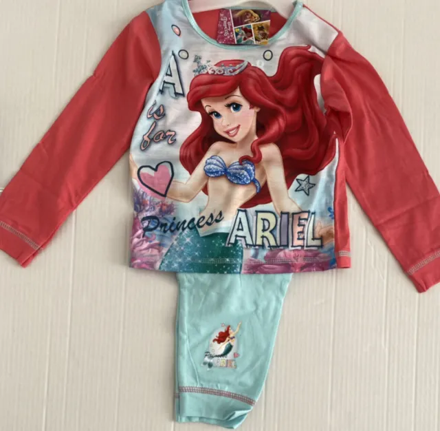 Disney Ariel The Little Mermaid Girls Summer Pyjamas Gift Size 2-3 Years BNWT