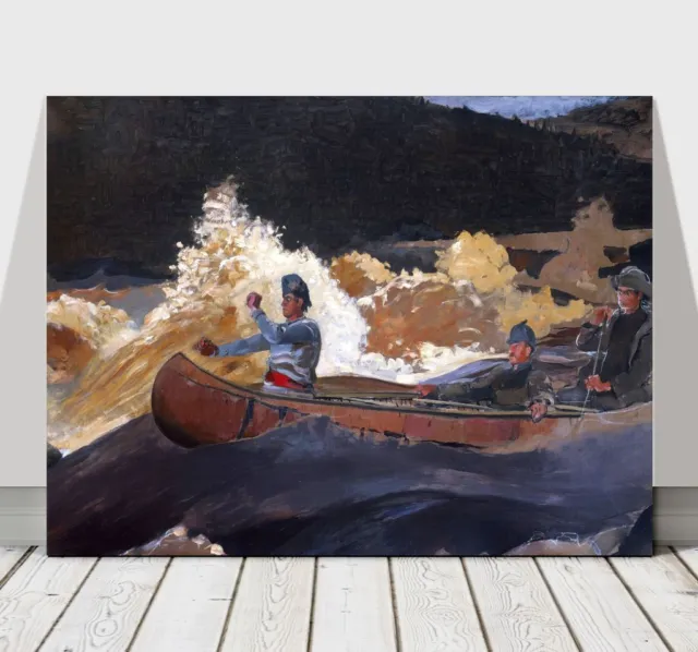 WINSLOW HOMER - Shooting The Rapids - CANVAS ART PRINT POSTER - Boat - 12x8"