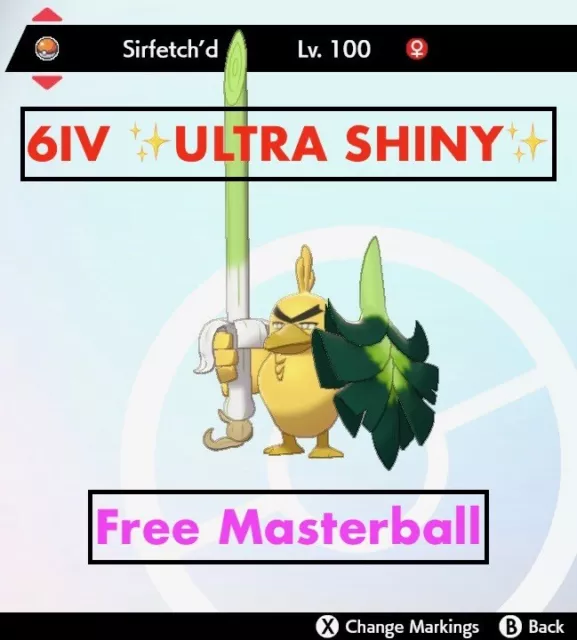 Shiny Farfetch'd/Sirfetch'd (Galarian Form) 6IV - Pokemon Sword/Shield