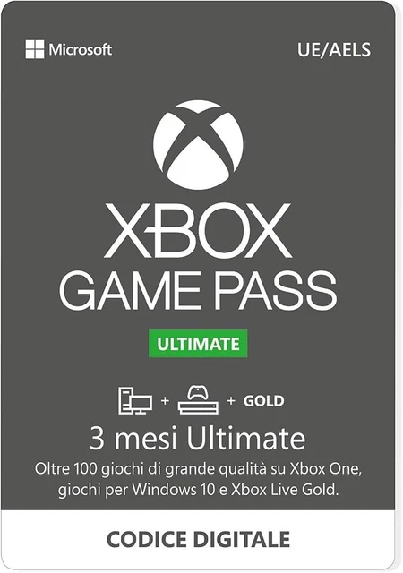 Xbox Game Pass Ultimate - 3 mesi - Codice Microsoft Xbox One Xbox 360 [EU / IT]