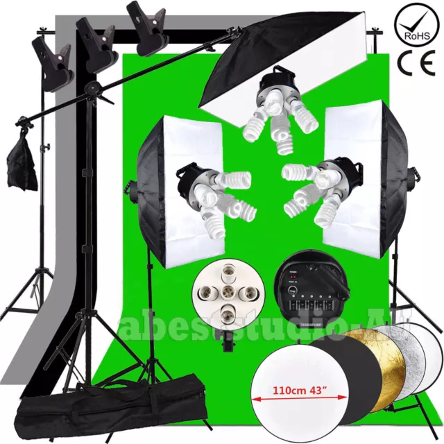 Photo Studio 3375W Softbox Continuous Lighting kit Boom arm Backdrop Light Stand