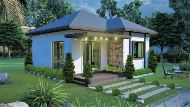 Custom Modern Granny's House Plans 522 sq.ft - 2 Bed & 1 Bath Room with CAD File