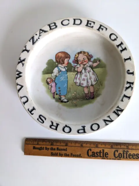 Antique Buffalo Pottery Grace Drayton Dolly Dingle Alphabet Bowl Campbell Kids