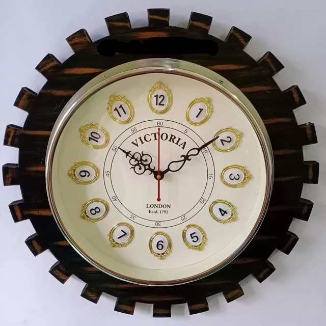 Reloj de pared de madera hecho a mano, latón, 16 pulgadas, estilo antiguo,...