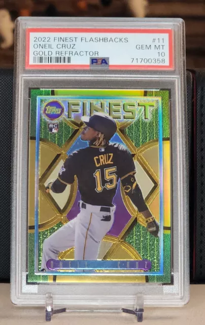 2022 Topps Finest Flashback Oneil Cruz Gold Refractor 36/50 PSA 10