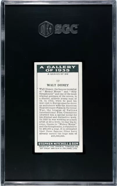 1936 Mitchell & Son Cigarettes - Gallery of 1935 #17 WALT DISNEY SGC 5 EX 2