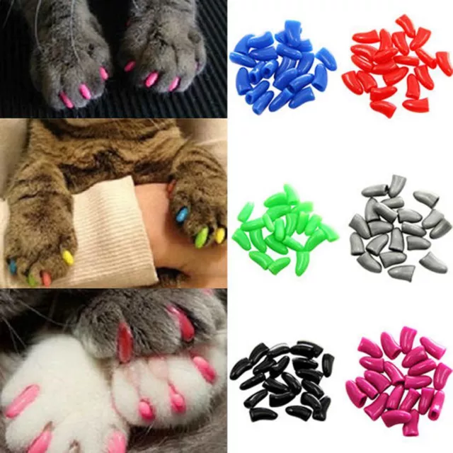 20Pcs Silicone Pet Dog Cat Kitten Paws Claw Control Sheath Nail Caps Covers,