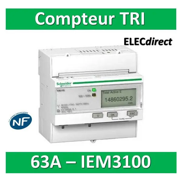 Schneider Electric Acti 9 IEM3100 Électronique Compteur - A9MEM3100