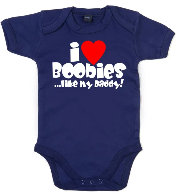 Gilet divertente bambino ""I love Boobies like Daddy"" papà babygrow vestiti