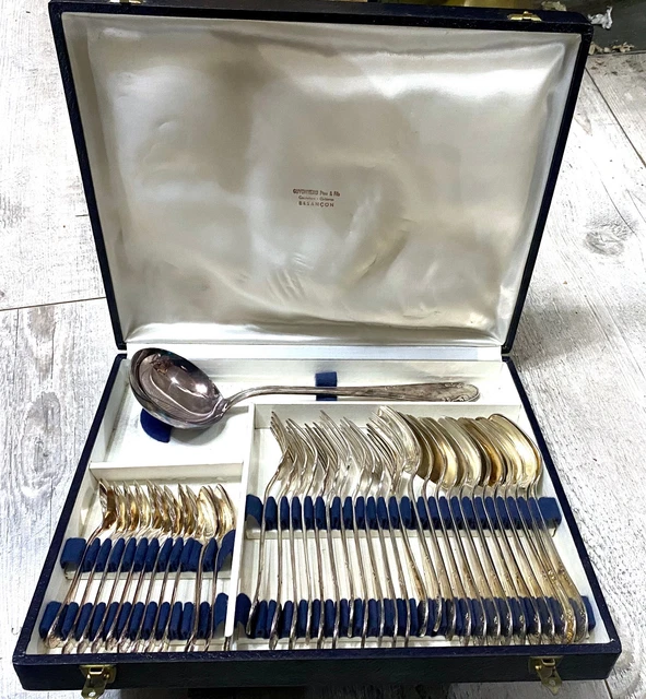 MÉNAGÈRE 37 PCS Métal Argenté 84g SF Art Déco Coffret Guyonneau ...