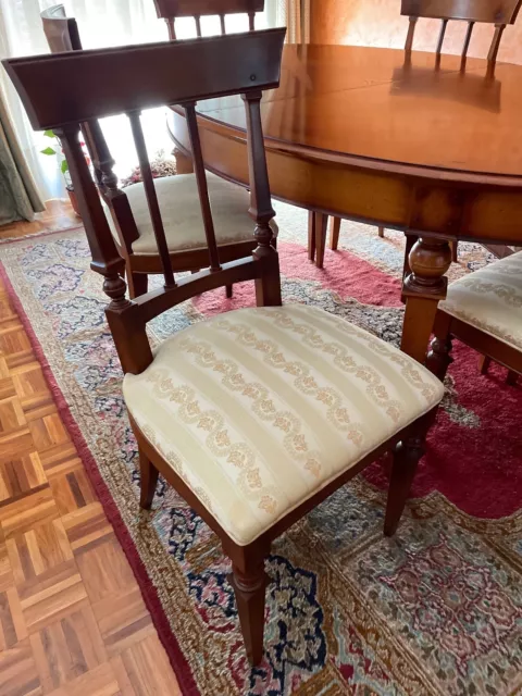 Seis sillas clásicas de comedor madera maciza asiento tapizado estilo victoriano