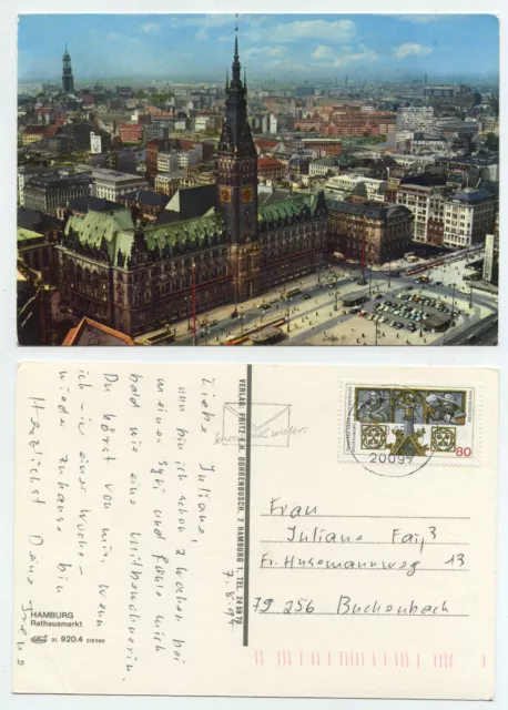 59787 - Hamburg - Town Hall Market - postcard, run 8.8.1995