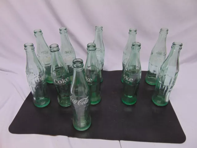 (24) 1960's-70's Coca Cola / Coke 10 oz green glass bottles 9.75" tall