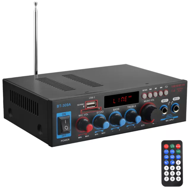 800W Bluetooth Stereo Audio Verstärker Digital Power Amplifier HiFi FM Audio 12V