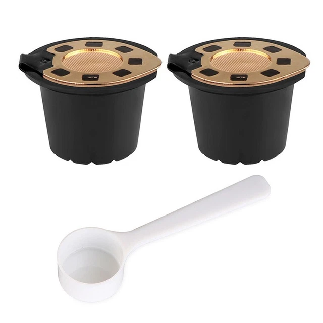 2 X Acier Inoxydable Réutilisable Café Capsules Gousses W/Cuillère for Nescafe