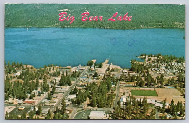 San Bernadino California Aerial View Big Bear Lake Posted 1974 Postcard