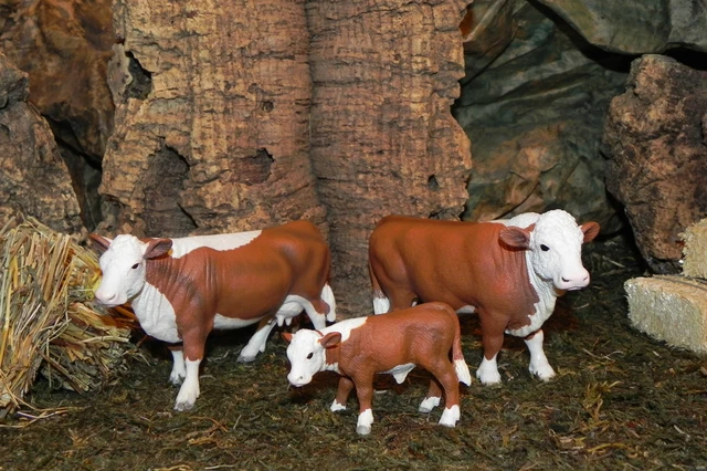 RETIRED SCHLEICH BULL Cow Calf Hereford Figurines for 3.5