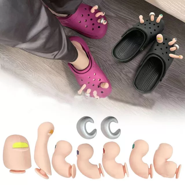 9pc Funny Toe Shoe Charms Decors Silica Gel Croc Toes Clog Sandals Slippers Hot