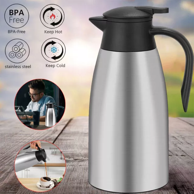 Thermosflasche 2L Edelstahl Thermoskanne Isolierflasche Isolierkanne Kaffeekanne