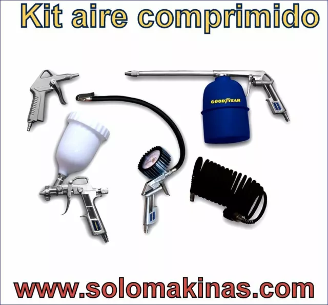 Kit Aire Comprimido Pistola Inflado-Soplado-Petroleado-Pintura Goodyear 5 Acceso