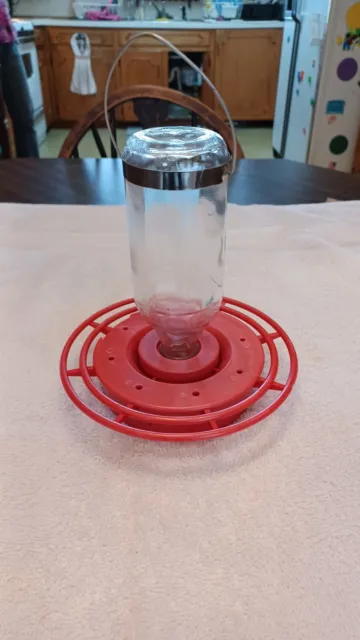 6" Glass Bottle Hummingbird Feeder