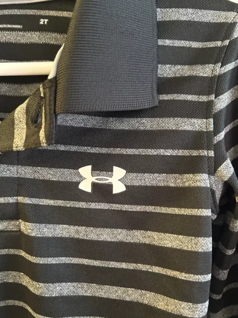 Under Armour  Black/Gray Striped Polo Long Sleeve Shirt Toddler Size 2T 3