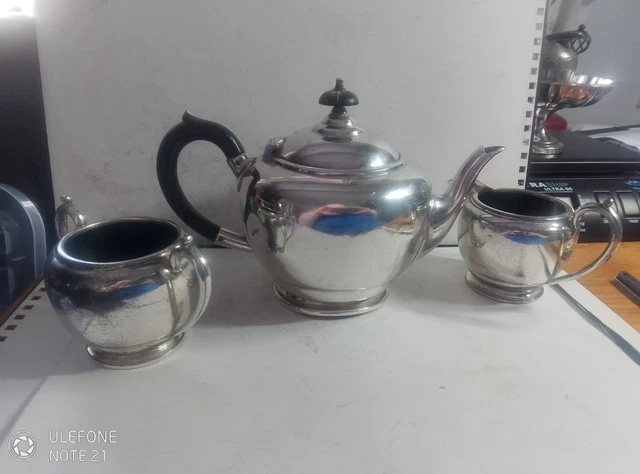 JAMES DIXON & Son Vintage 3 Piece Silver Plate Tea Set Art