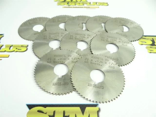 Lot Of 10 New! Hermil Co. Hss Screw Slotting Saws 2-1/4" X .036" X 5/8"