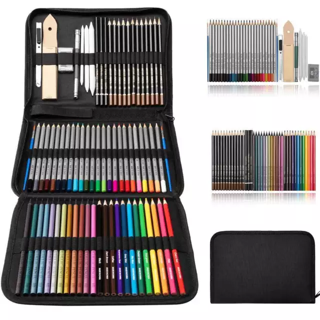 Zenacolor Kit Disegno Professionale, 74 Pezzi Set Disegno, Con Matite  Colorate