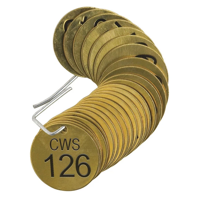 BRADY 87125 Numbered Tag,Brass,1 1/2in W,PK25