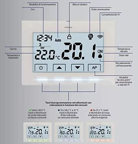 Perry 1TX CR029WIFI Thermostat Programmable Mural Wifi Blanc 2