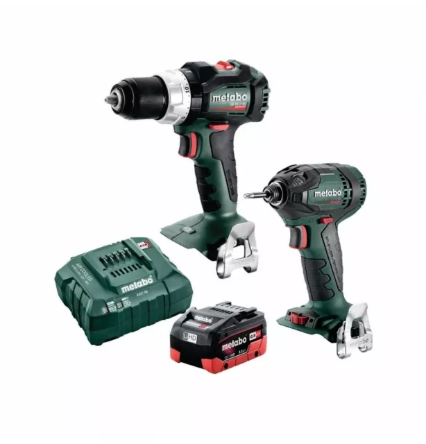 2 Piece METABO 18V Brushless Cordless Hammer Drill & Impact Driver + Battery Kit