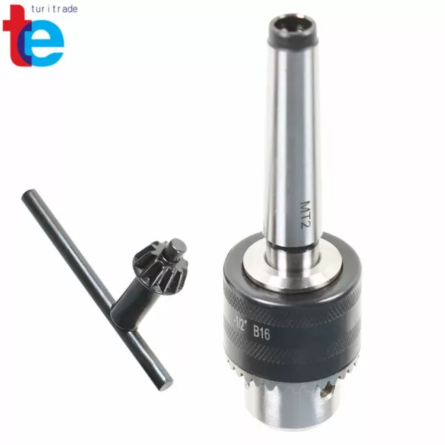 New 5/64'' to 1/2'' Drill Chuck With MT2 Arbor and Key For Mini Metal Lathe