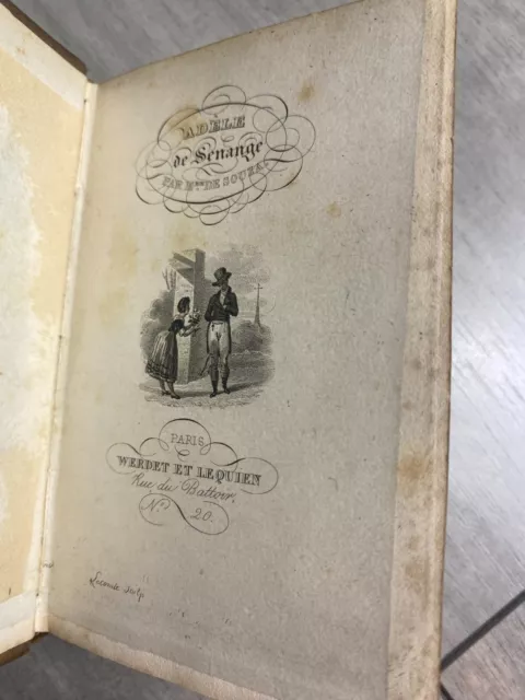 Mme de Souza: Adèle de Senange en 2 tomes, papier rose 1827 Werdet et lequien 3