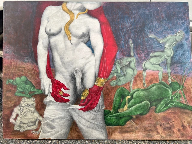 tableau Pierre TEULON École de Paris Curiosa Adam et Ève surréalisme fantastique