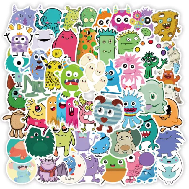 50Pcs Cartoon Monster Stickers Luggage Guitar Skateboard Laptop Graffiti StickEW